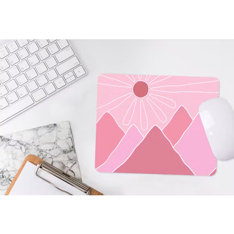 Zon - Bergen - Natuur - Abstract - Roze muismat rubber klein -witbureau
