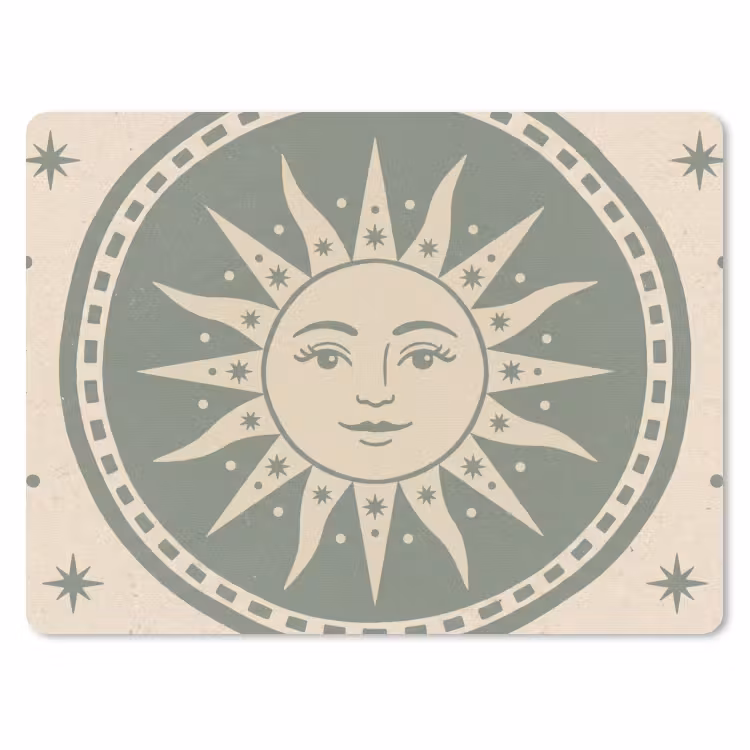 Zon - Sterren - Astrologie - Vintage - Groen muismat rubber klein -3d