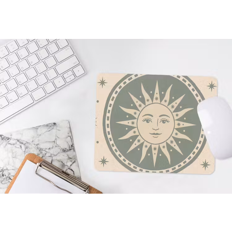 Zon - Sterren - Astrologie - Vintage - Groen muismat rubber klein -witbureau