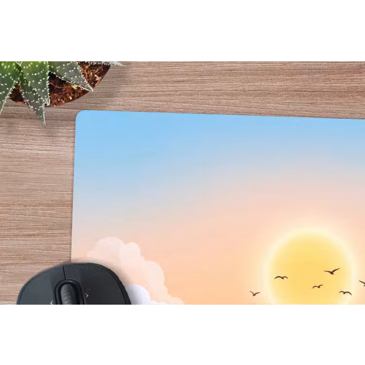 Zon - Vogels - Lucht - Natuur - Geel muismat rubber klein -closeup