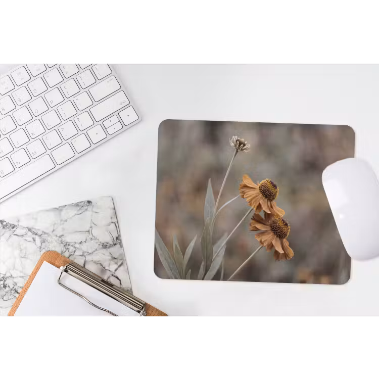 Zonnehoed - Droogbloemen - Geel - Warm muismat rubber klein -witbureau