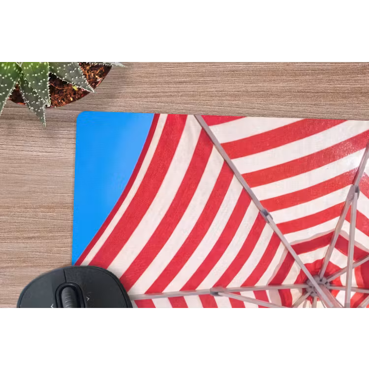 Parasol - Strepen - Zomer - Rood - Blauw muismat rubber klein -closeup