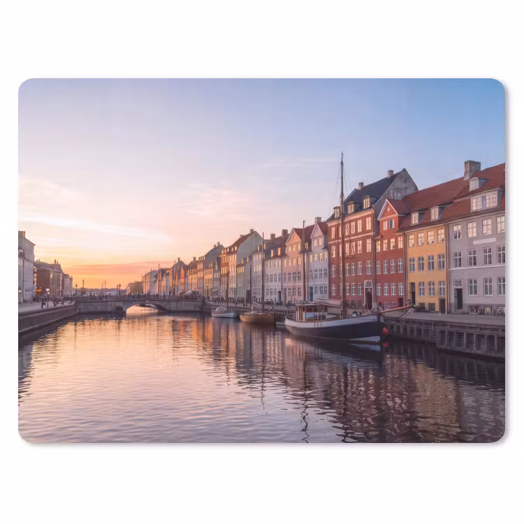 Stad - Gracht - Zonsondergang - Klassiek - Kleurrijk muismat rubber klein -3d