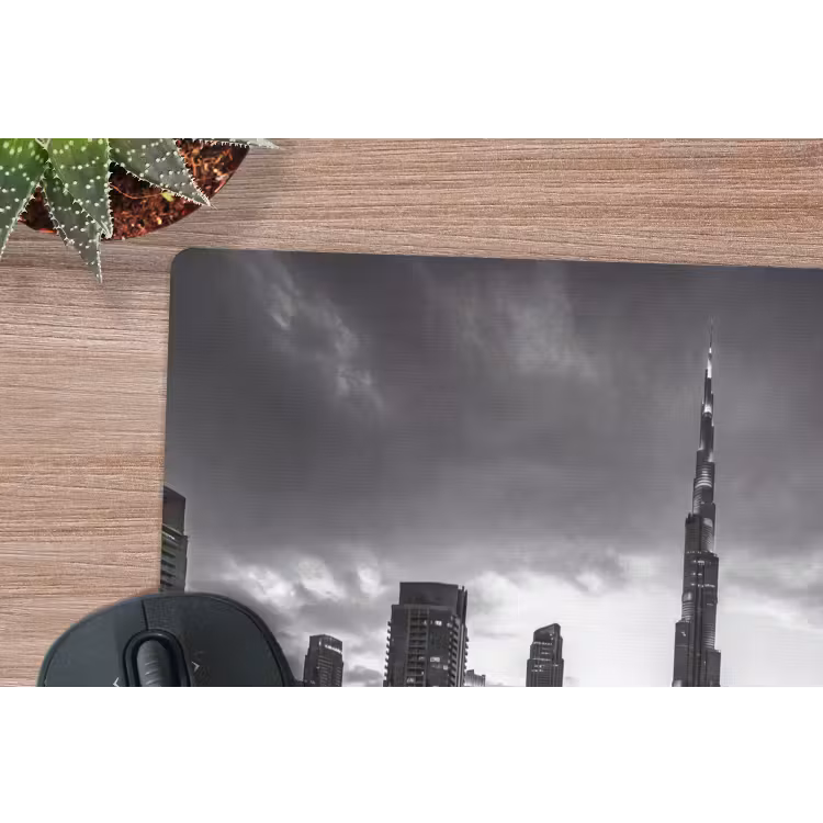 Stad - Skyline - Architectuur - Avond - Zwart-wit muismat rubber klein -closeup