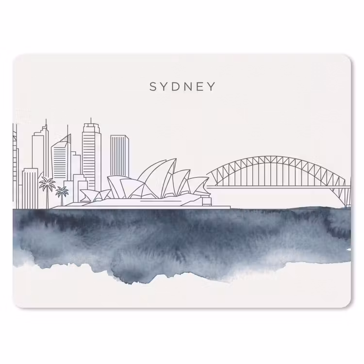 Stad - Skyline - Architectuur - Minimalistisch - Blauw muismat rubber klein -3d