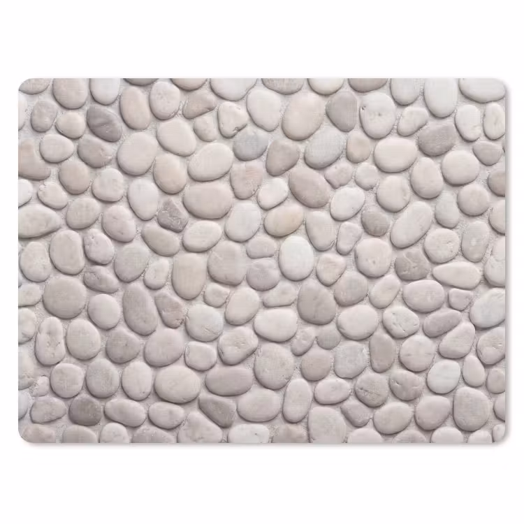 Steen - Kiezel - Natuur - Minimalistisch - Beige muismat rubber klein -3d