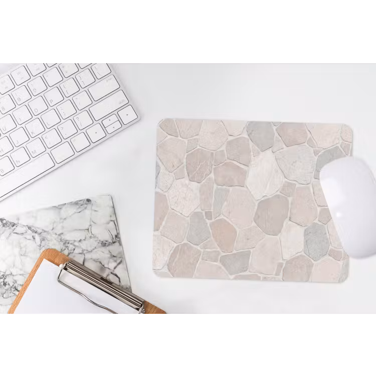Steen - Patroon - Textuur - Beige muismat rubber klein -witbureau