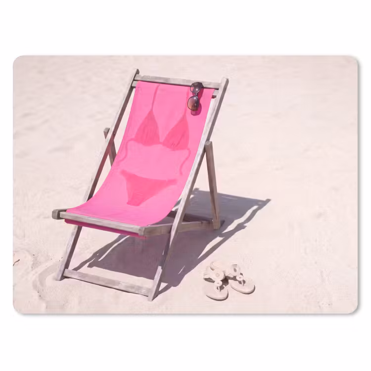 Strand - Ligstoel - Badkleding - Zomer - Roze muismat rubber klein -3d