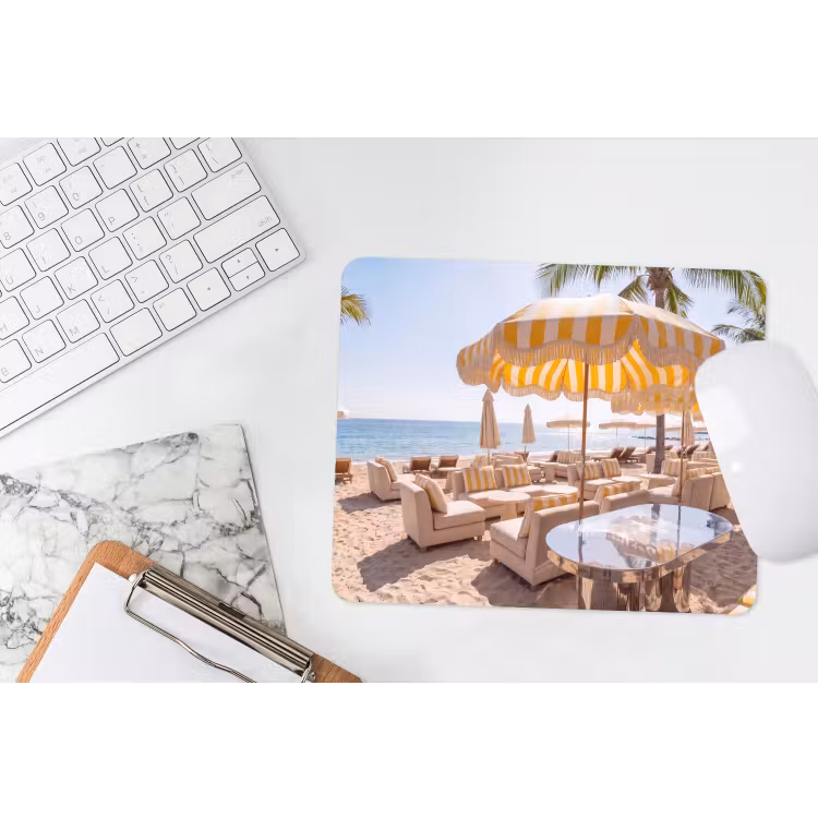 Strand - Ligbedden - Vakantie - Modern - Geel muismat rubber klein -witbureau
