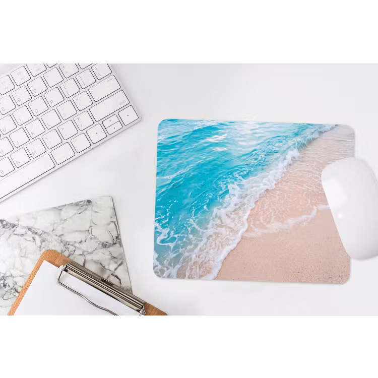 Strand - Zee - Golf - Natuur - Blauw muismat rubber klein -witbureau