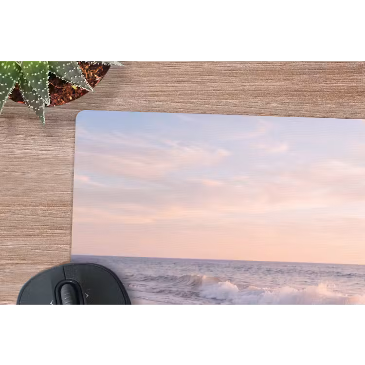 Strand - Zee - Golven - Natuur - Zonsondergang muismat rubber klein -closeup