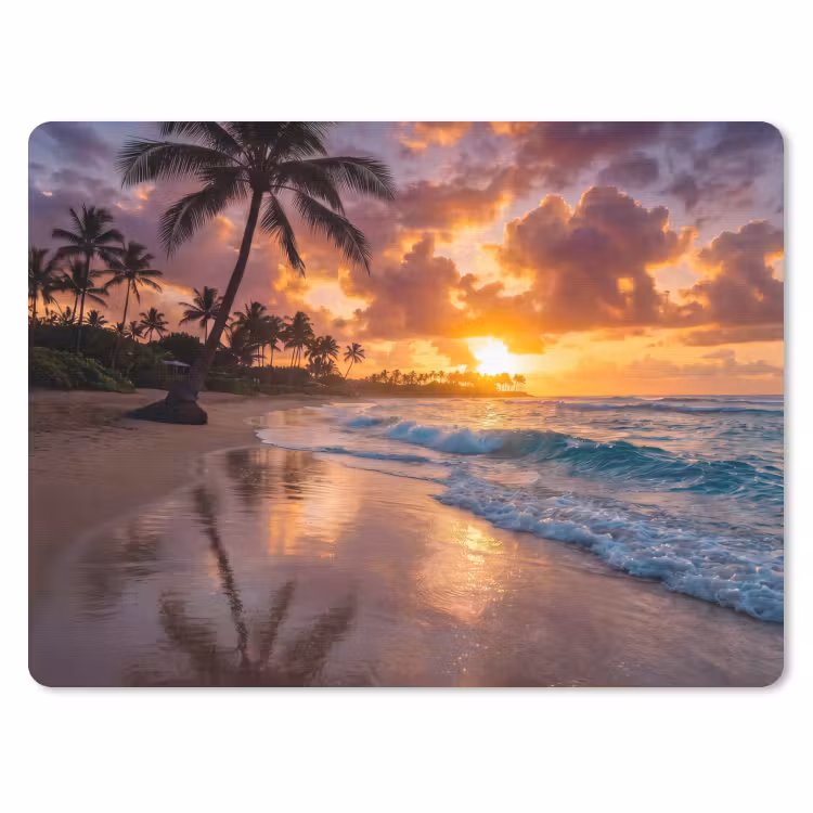 Strand - Zonsopgang - Tropisch - Natuur - Oranje muismat rubber klein -3d