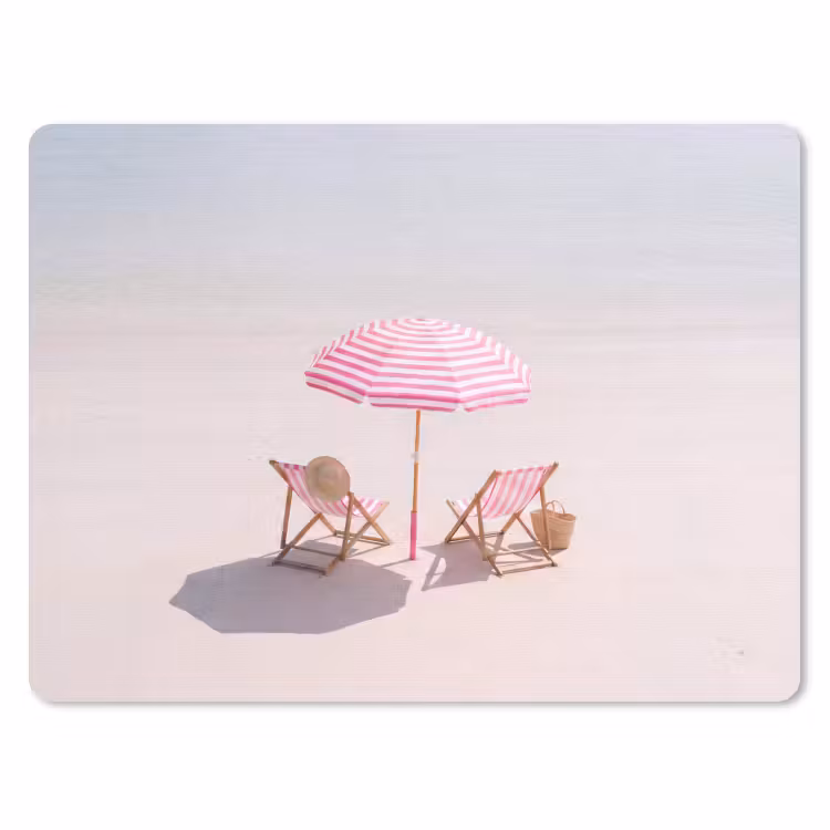 Strand - Parasol - Ligstoel - Zomer - Roze muismat rubber klein -3d