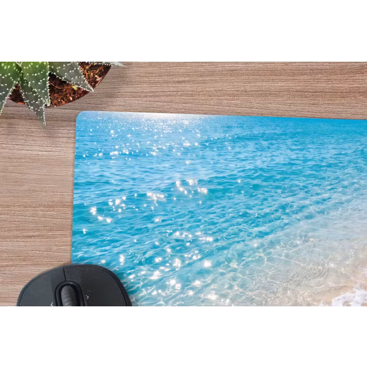 Strand - Water - Natuur - Blauw - Beige muismat rubber klein -closeup