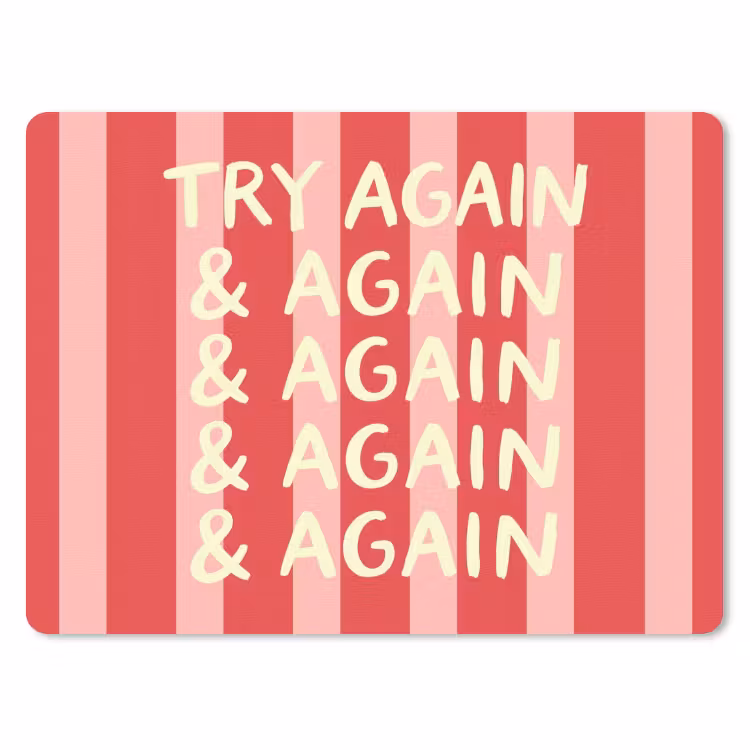 Strepen - Rood - Try again muismat rubber klein -3d