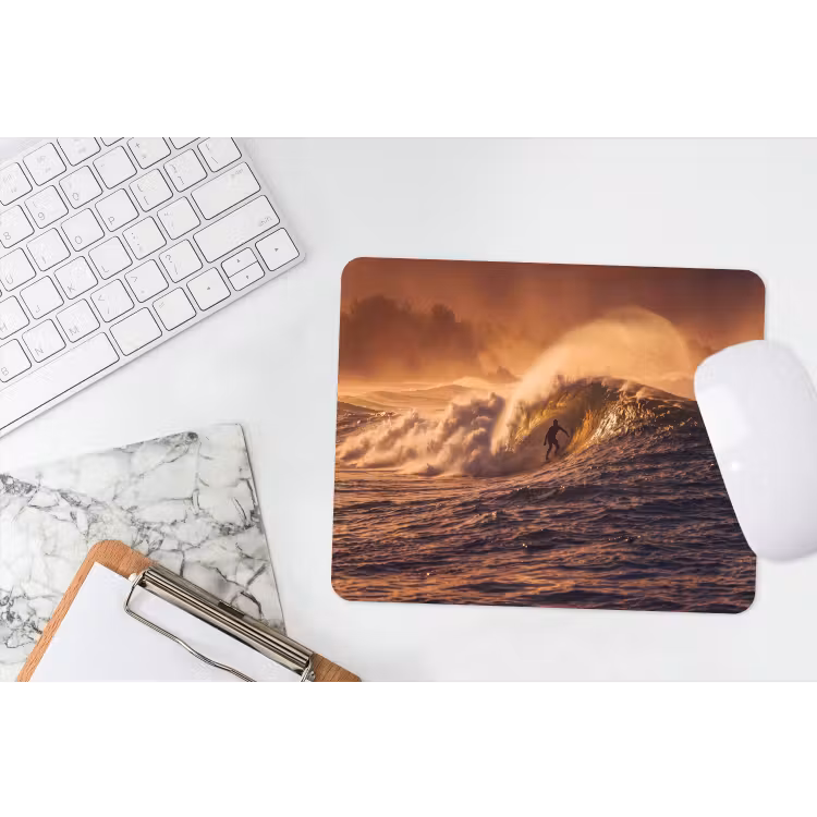 Surfer - Golf - Oceaan - Sport - Oranje muismat rubber klein -witbureau