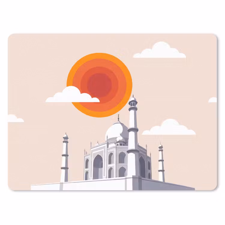 Taj Mahal - Zon - Koepel - Architectuur - India - Grafisch muismat rubber klein -3d