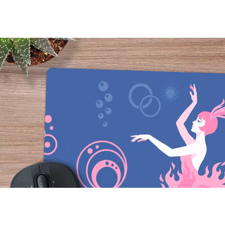Danseres - Vlammenrok - Abstract - Roze - Blauw muismat rubber klein -closeup