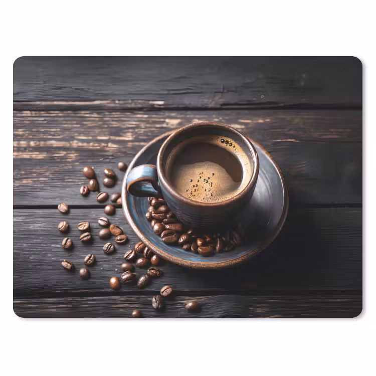 Kop - Koffie - Hout - Bonen muismat rubber klein -3d