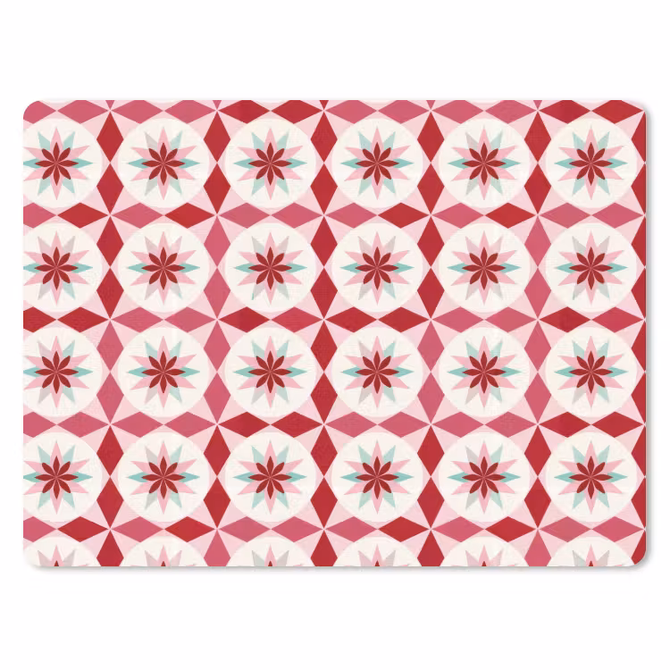 Tegelpatroon - Sterren - Retro - Roze - Mintgroen muismat rubber klein 262 -3d
