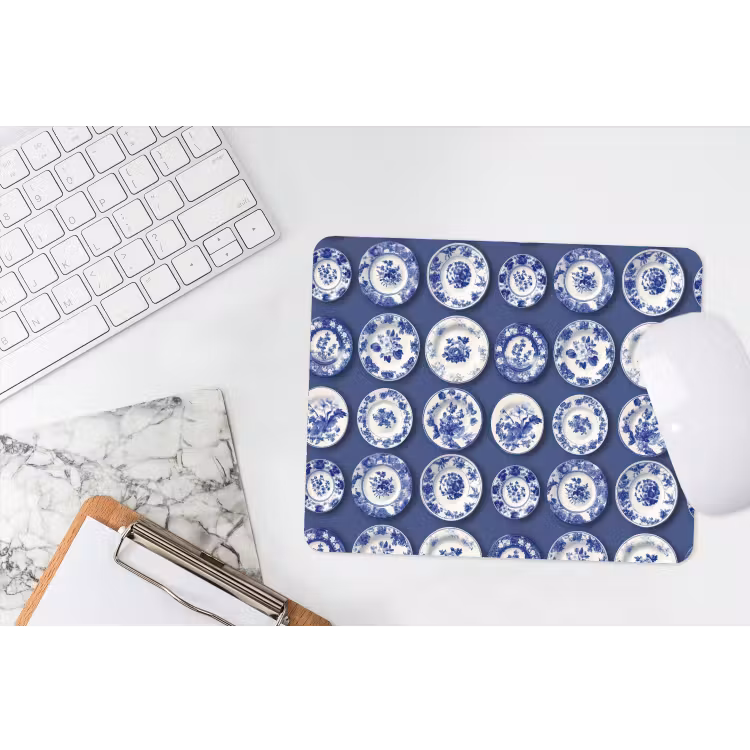 Borden - Floraal - Blauw muismat rubber klein 262 -witbureau