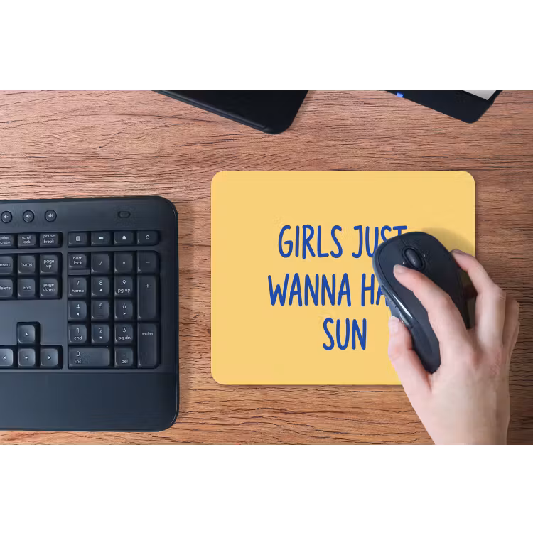 Tekst - Zon - Zomer - Modern - Geel muismat rubber klein -toetsenbord