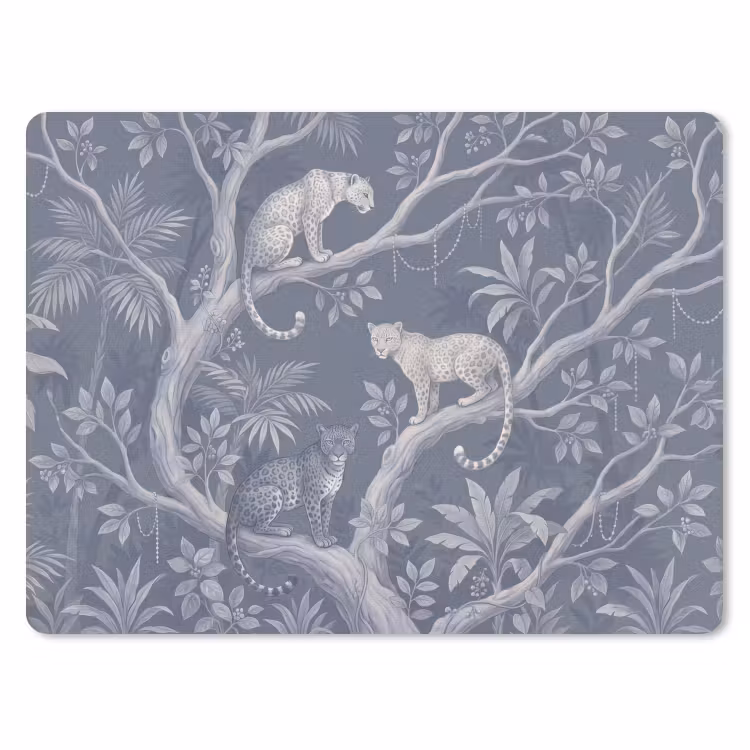 Dieren - Jungle - Illustratie - Bomen - Blauw muismat rubber klein -3d
