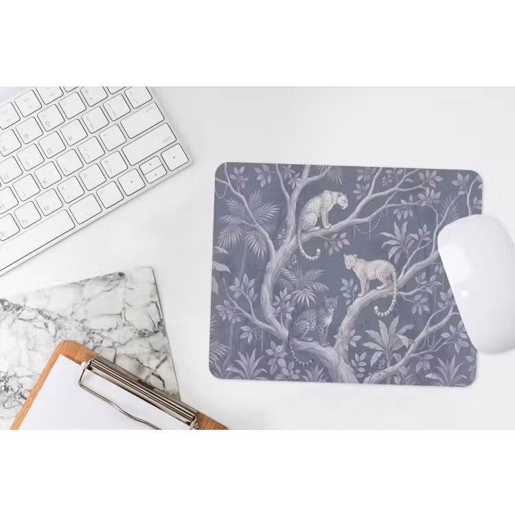Dieren - Jungle - Illustratie - Bomen - Blauw muismat rubber klein -witbureau