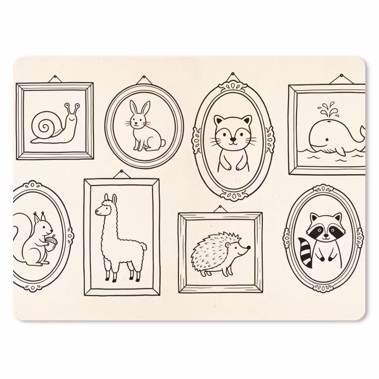 Dieren - Illustratie - Lijsten - Galerij - Speels muismat rubber klein -3d