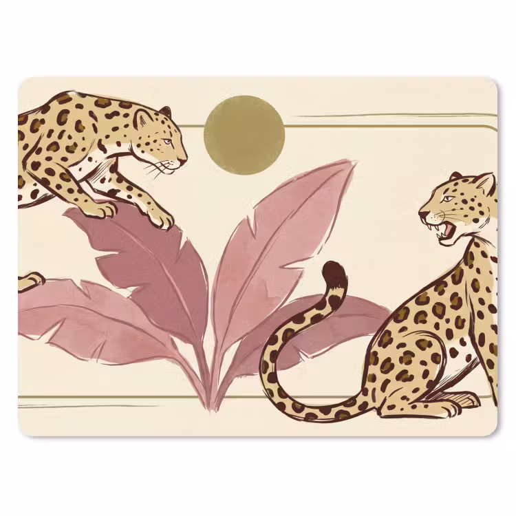 Dieren - Kat - Jungle - Illustratie - Beige muismat rubber klein -3d