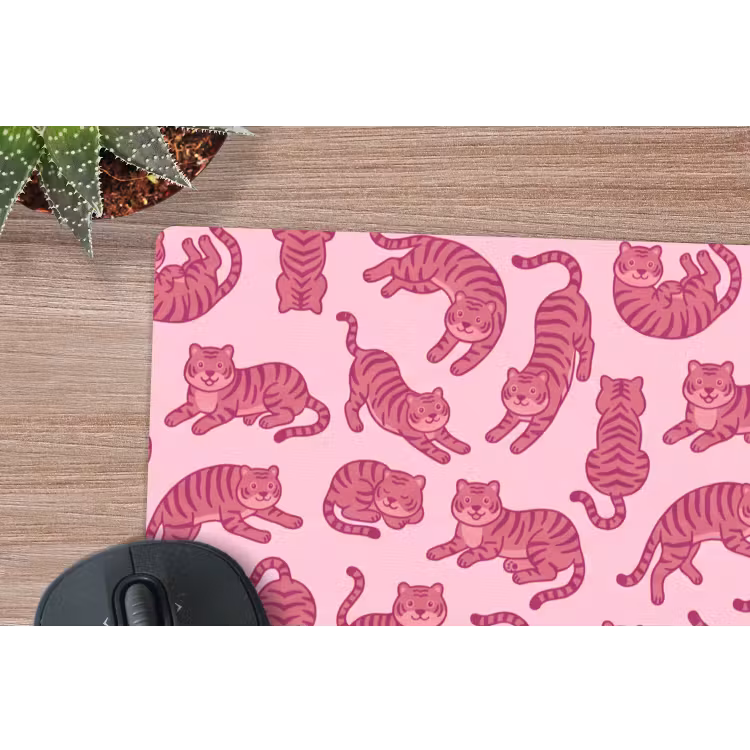 Dieren - Patroon - Roze - Speels - Cartoon muismat rubber klein -closeup