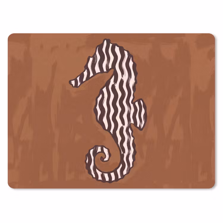 Dieren - Zeepaardje - Abstract - Bruin - Strepen muismat rubber klein -3d