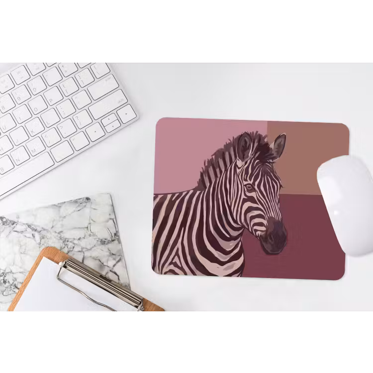 Dieren - Zebrahoofd - Wildlife - Modern - Bruin muismat rubber klein -witbureau