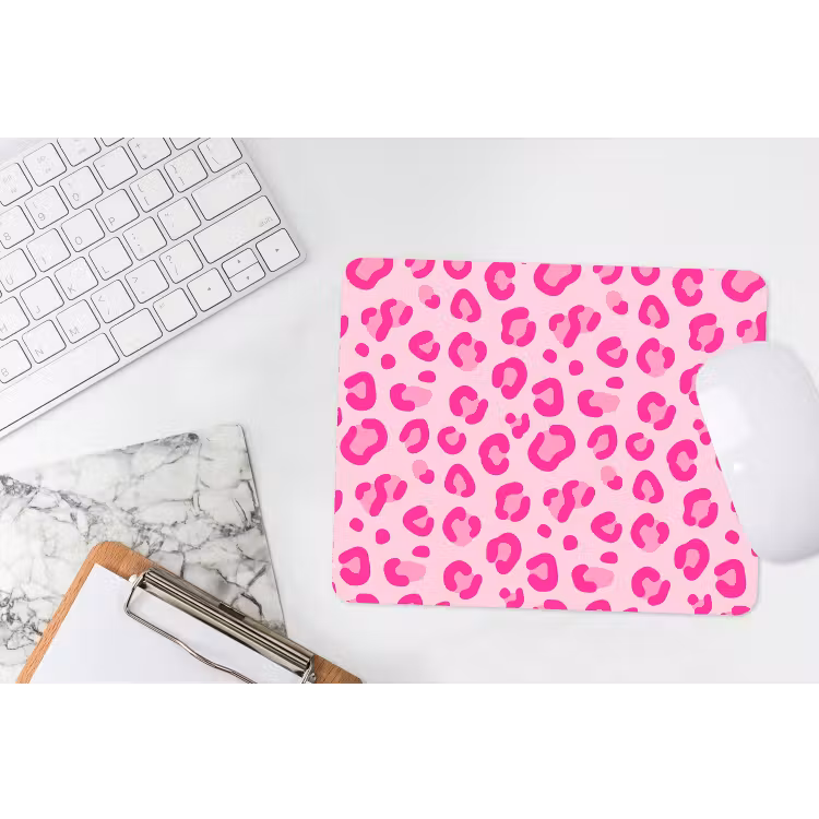 Dierenprint - Patroon - Abstract - Modern - Roze muismat rubber klein -witbureau