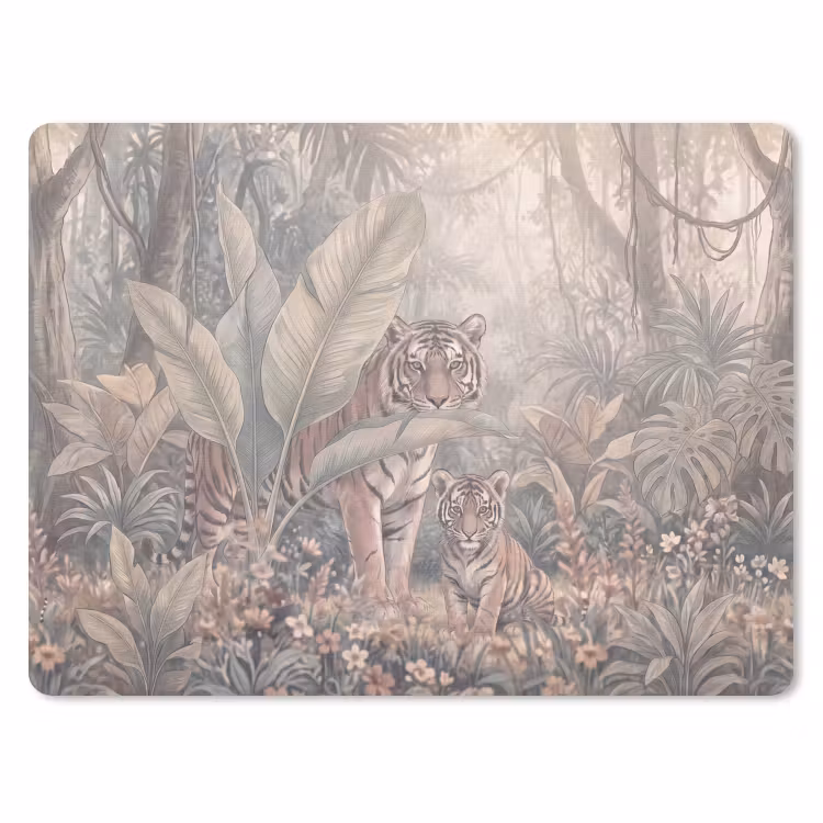 Tijger - Welp - Jungle - Illustratie - Dieren muismat rubber klein -3d