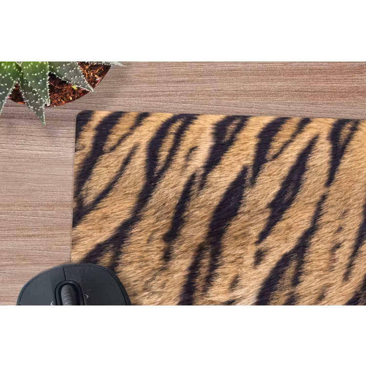 Tijgervacht - Klassiek - Zwart muismat rubber klein -closeup