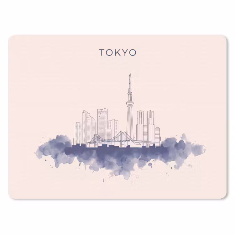 Tokyo - Skyline - Stad - Abstract - Blauw muismat rubber klein -3d