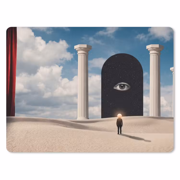Mauspad - Traum – Wüste – Auge - Droom - Woestijn - Oog muismat rubber klein