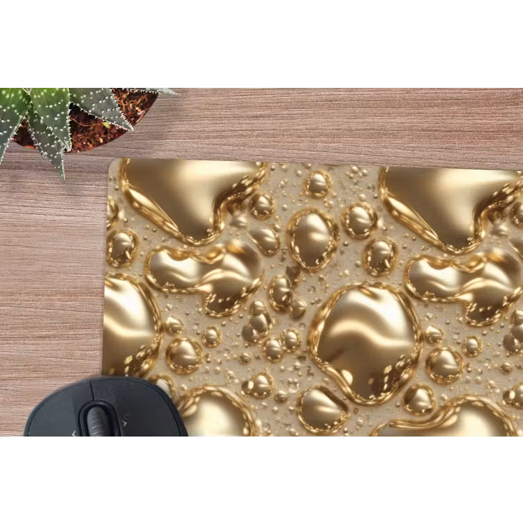 Druppels - Organisch - Goud muismat rubber klein 262 -closeup