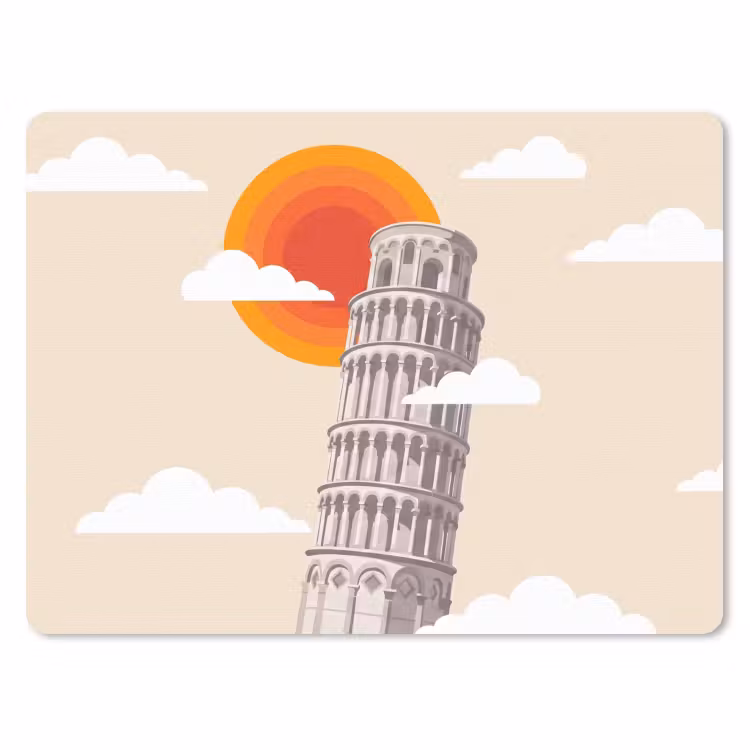 Toren - Pisa - Architectuur - Minimalistisch - Beige muismat rubber klein -3d