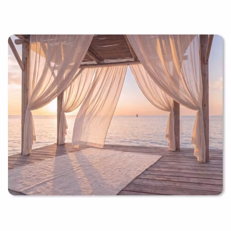 Overkapping - Zee - Zonsondergang - Vakantie - Rust muismat rubber klein -3d