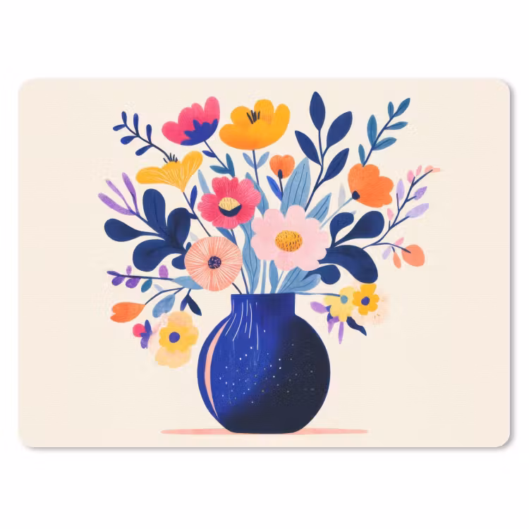 Vaas - Bloemen - Boeket muismat rubber klein -3d