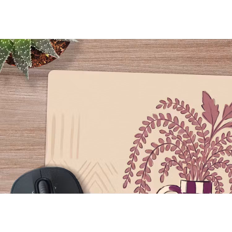 Vaas - Geruit - Planten - Modern - Paars muismat rubber klein -closeup