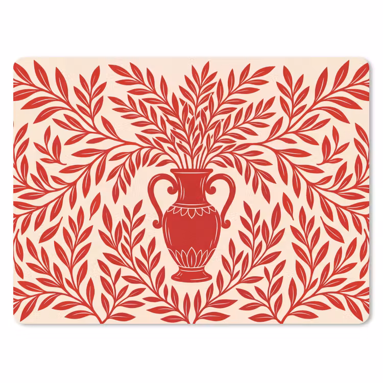 Vaas - Planten - Decoratie - Abstract - Rood muismat rubber klein -3d