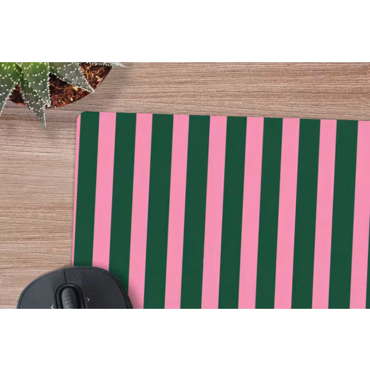 Verticale strepen - Groen - Roze muismat rubber klein 262 -closeup