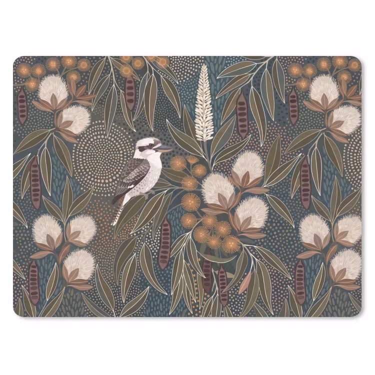 Vogel - Bladeren - Natuur - Illustratie - Groen muismat rubber klein -3d