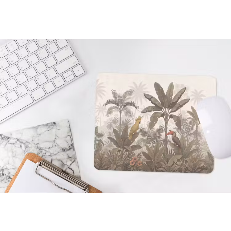 Vogel - Jungle - Tropisch - Illustratie - Groen muismat rubber klein -witbureau
