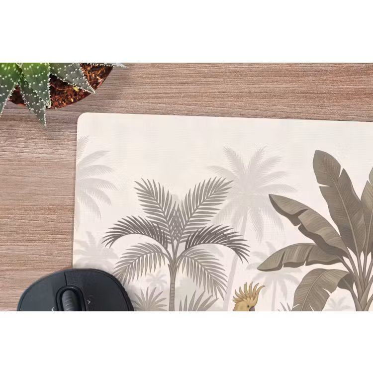Vogel - Jungle - Tropisch - Illustratie - Groen muismat rubber klein -closeup