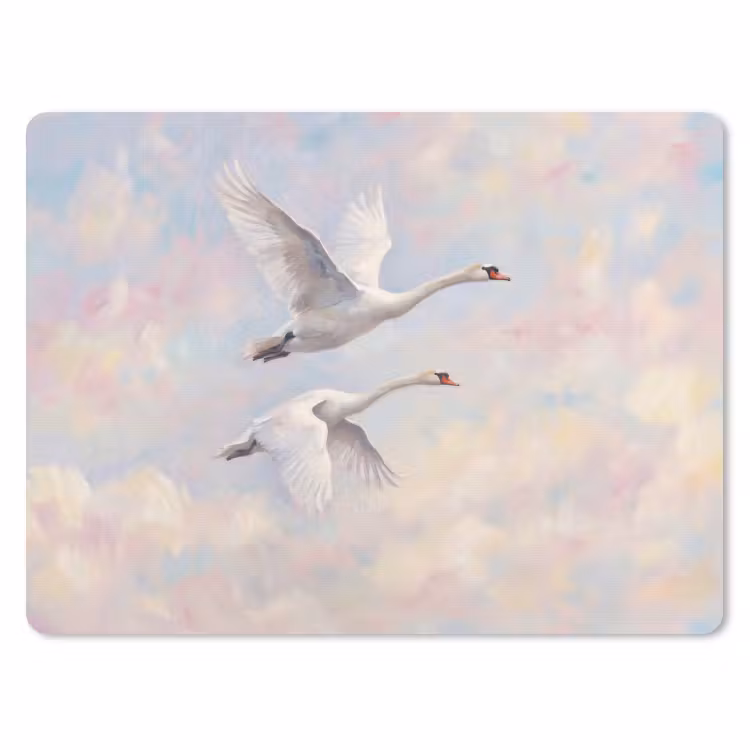 Vogel - Vliegend - Lucht - Modern - Pastel muismat rubber klein -3d
