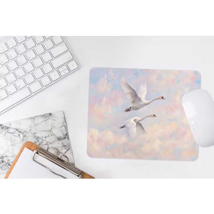 Vogel - Vliegend - Lucht - Modern - Pastel muismat rubber klein -witbureau